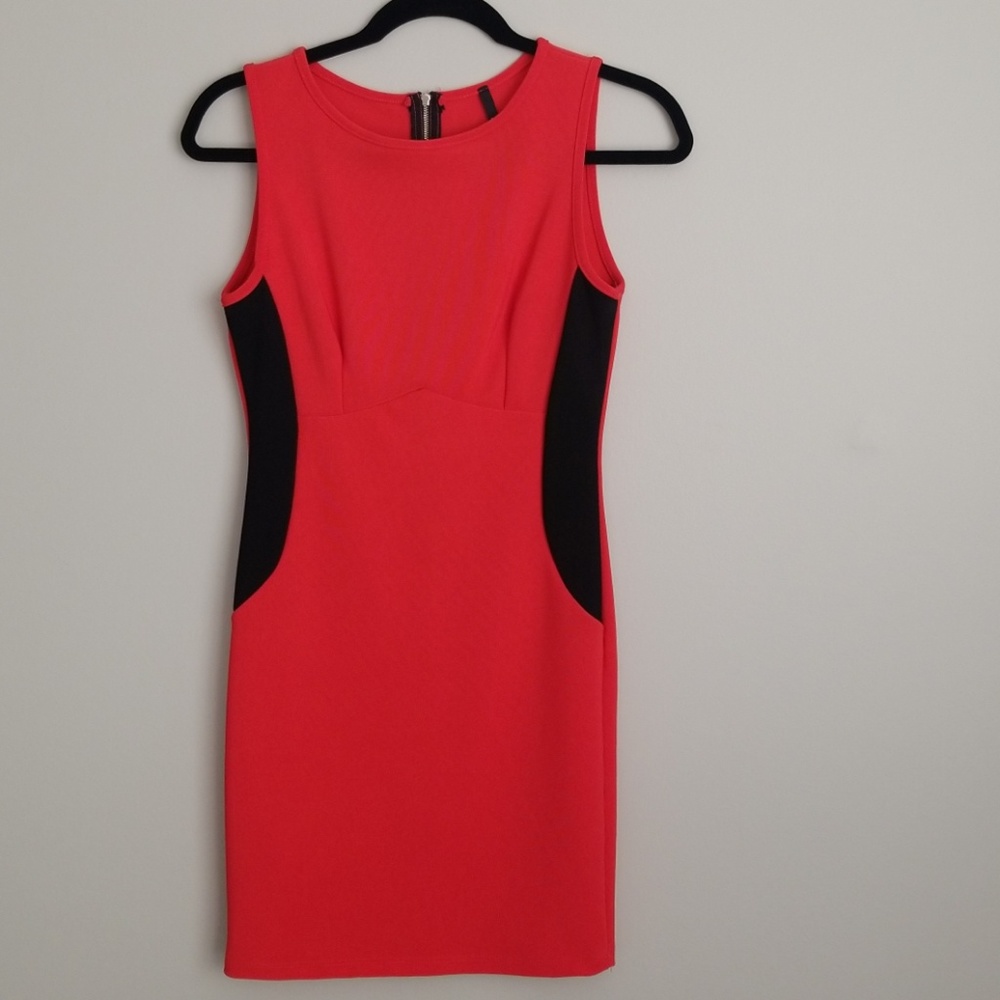 Bright Red and Black Bodycon Dress